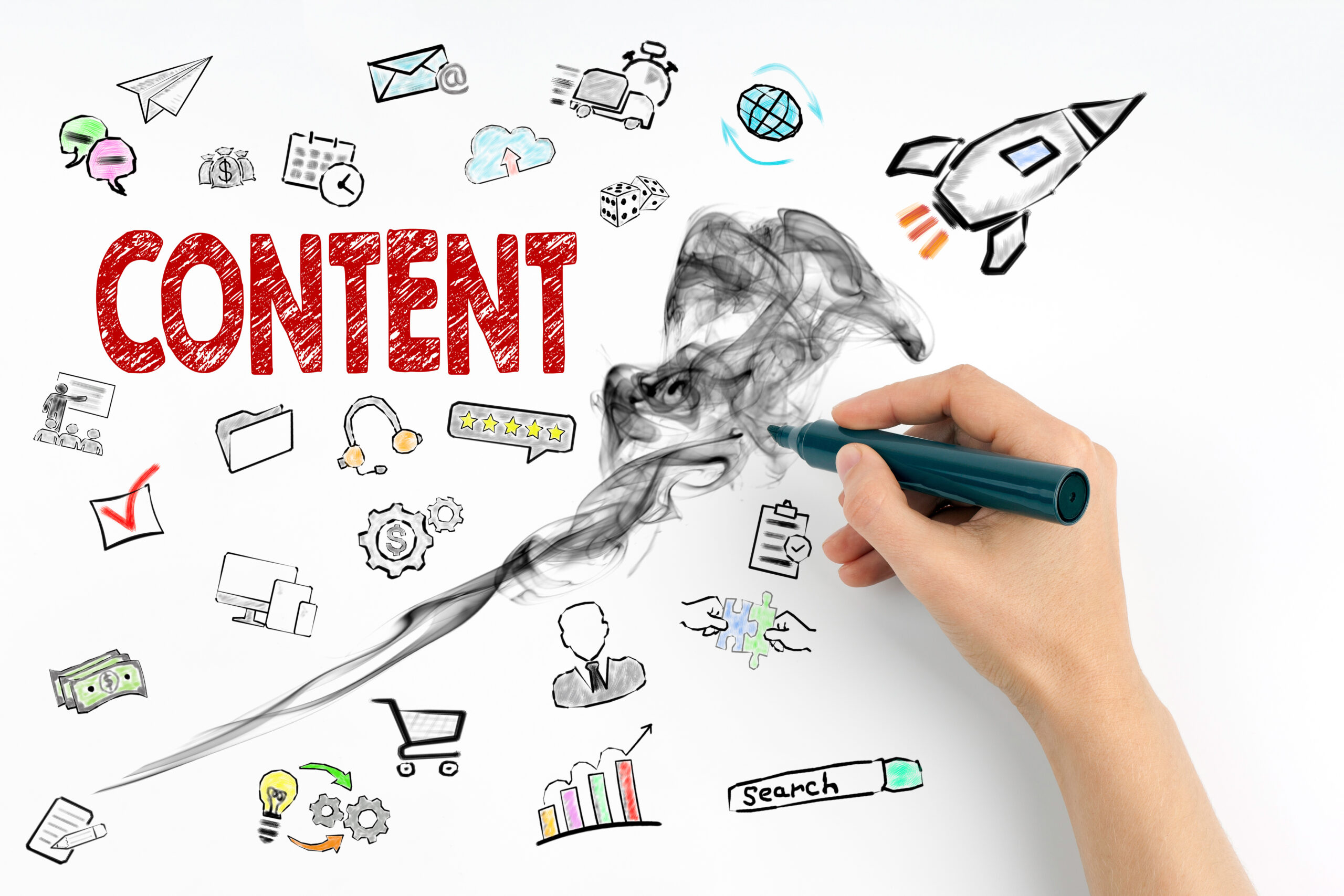 content and social media concept